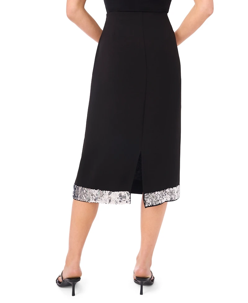 CeCe Women's Embellished Hem Midi Skirt