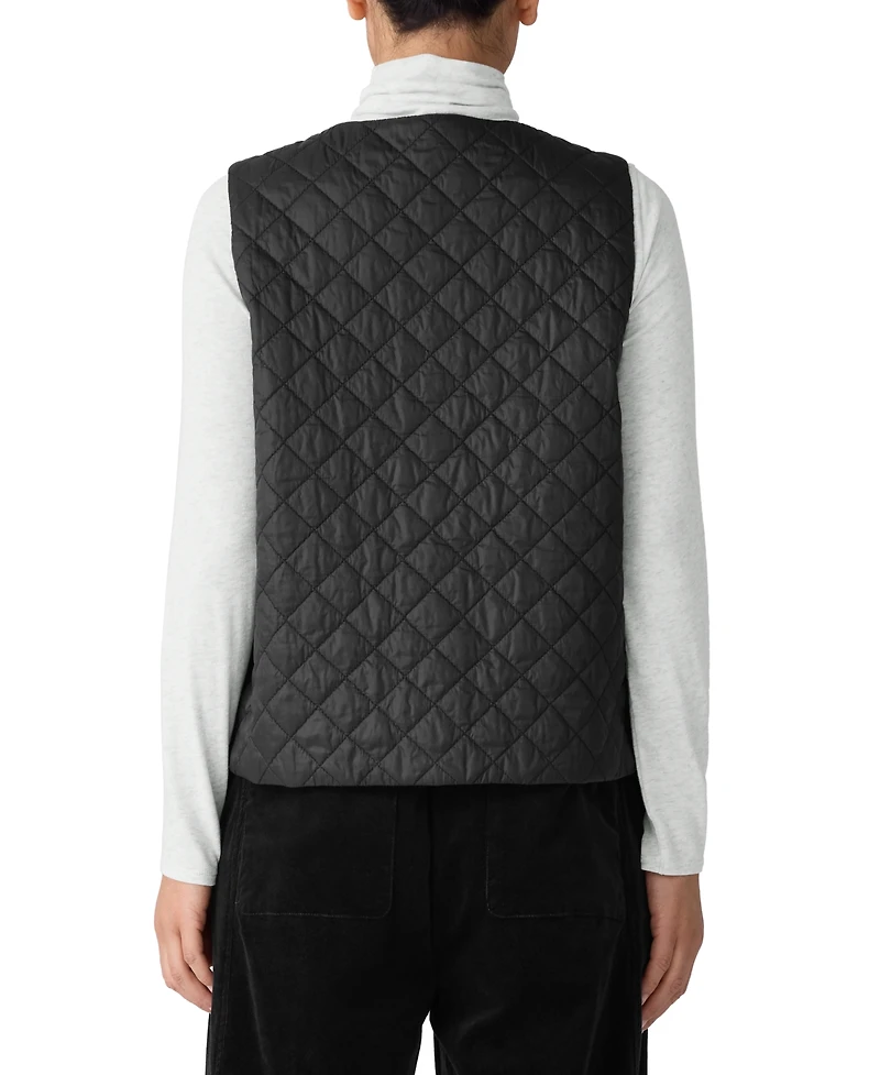 Eileen Fisher Women's V-Neck Quilted Sleeveless Vest