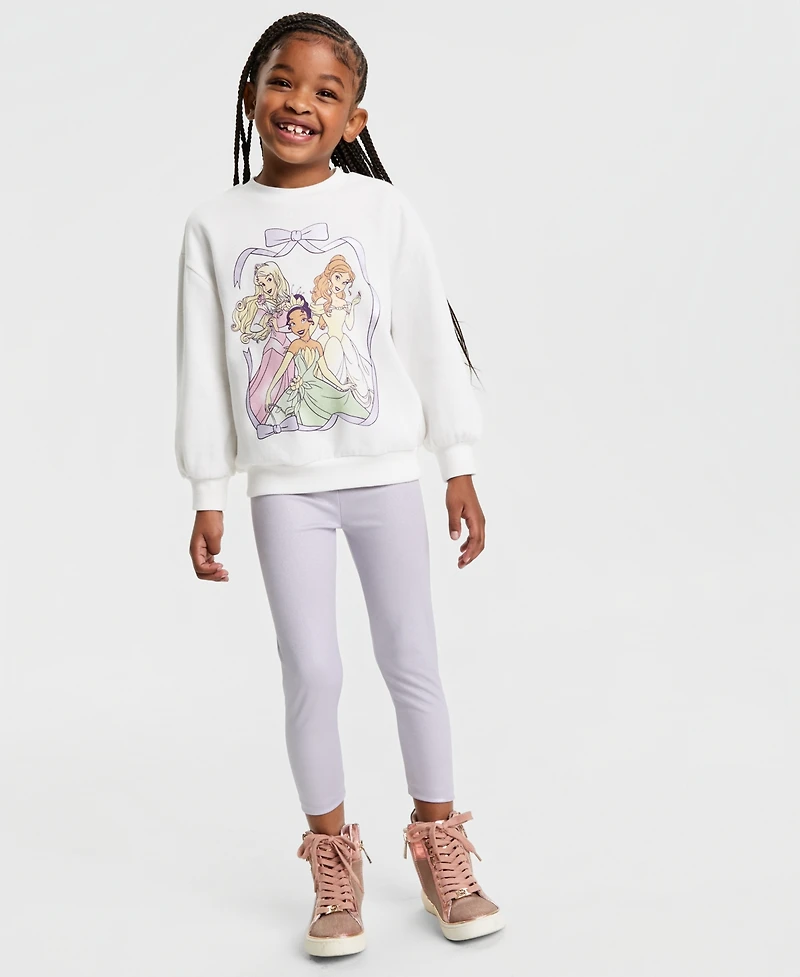 Kate Mack Girls 2T-6X Princess Long-Sleeve Top and Metallic Pants, 2-Piece Set