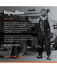 RefrigiWear Men's Extreme Softshell Bib Overalls - -60°F Comfort, Insulated, Windproof, Water-Repellent, Durable Workwear for Cold