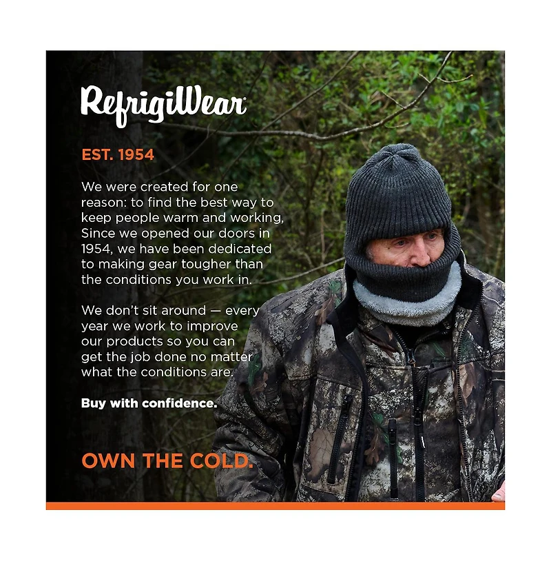 RefrigiWear Men's Sherpa-Lined Balaclava - Insulated Full-Face Winter Mask with Thermal Comfort