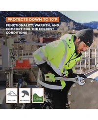 RefrigiWear Men's HiVis 3-in-1 Rainwear Jacket - High Visibility, Waterproof, Breathable, Reflective Safety Coat with Removable Liner