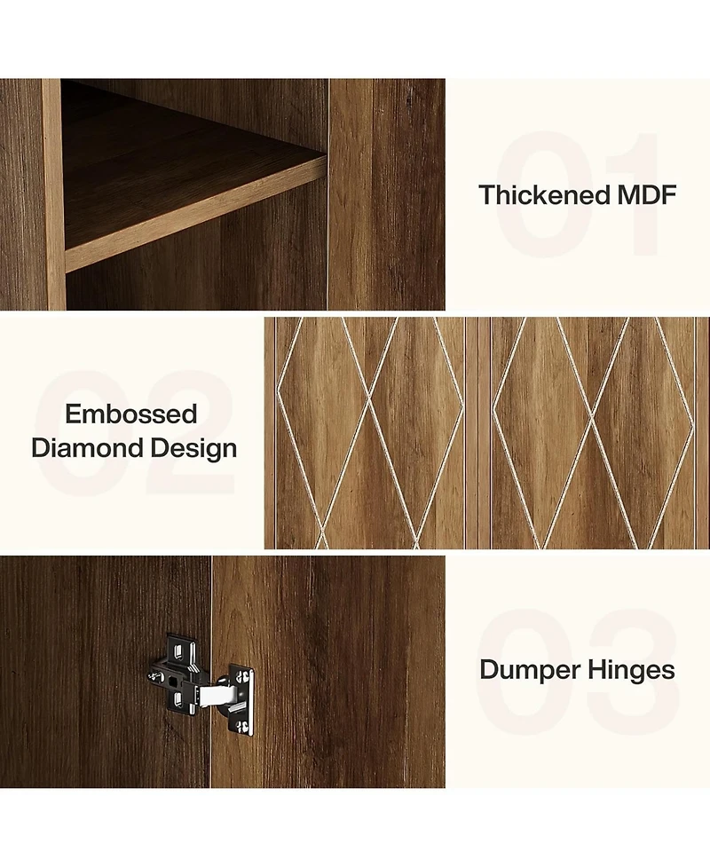Tribesigns 75.39-Inch Tall Wood Storage Cabinet with 6 Shelves, Narrow Kitchen Pantry