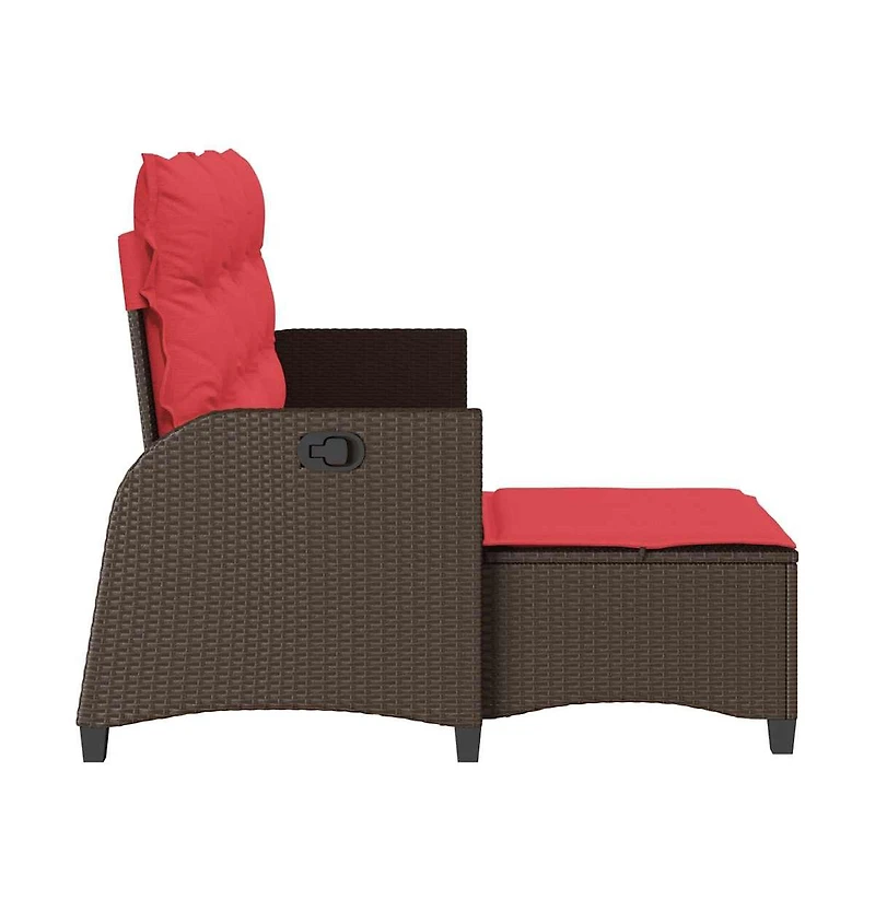 Reclining Patio Sofa with Cushions L-shaped Brown Poly Rattan