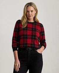 Lauren Ralph Plus Plaid Crew Neck Sweater