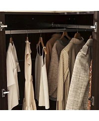 Bedroom Corner Armoire, Wardrobe with 2-Drawers and 2-Hold Bar