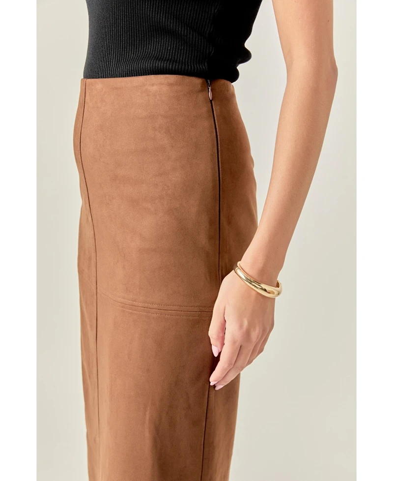 English Factory Women's Suede Midi Skirt