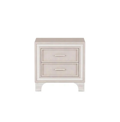 Cesicia Velvet Nightstand with Silver Glitter Strips Vintage Bedside Table 2 Drawers & Metal Legs
