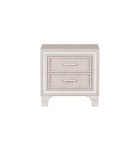 Cesicia Velvet Nightstand with Silver Glitter Strips Vintage Bedside Table 2 Drawers & Metal Legs