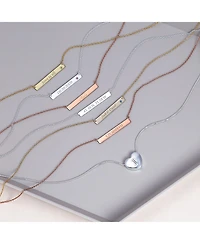 Bling Jewelry Horizontal Sideway Inspirational Flat Bar Name Plated Pendant Necklace .925 Sterling Silver Crystal Accent