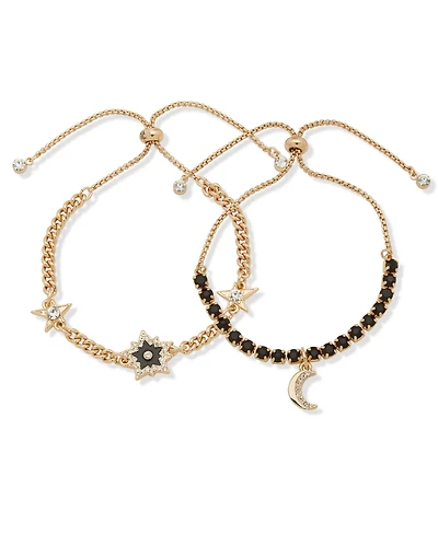 Karl Lagerfeld Paris 2-Pc. Gold-Tone Star and Moon Slider Bracelet