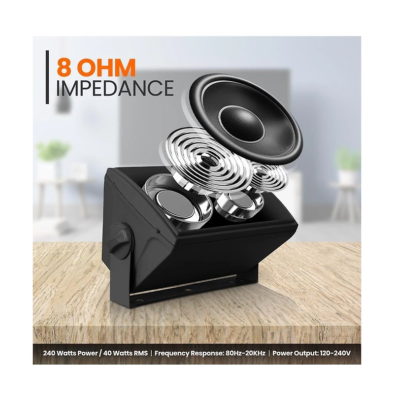 Pyle Waterproof 5.25" Wall Mount Speaker System – Active & Passive Pair, Wireless Bluetooth, Aux In, Indoor/Outdoor Stereo
