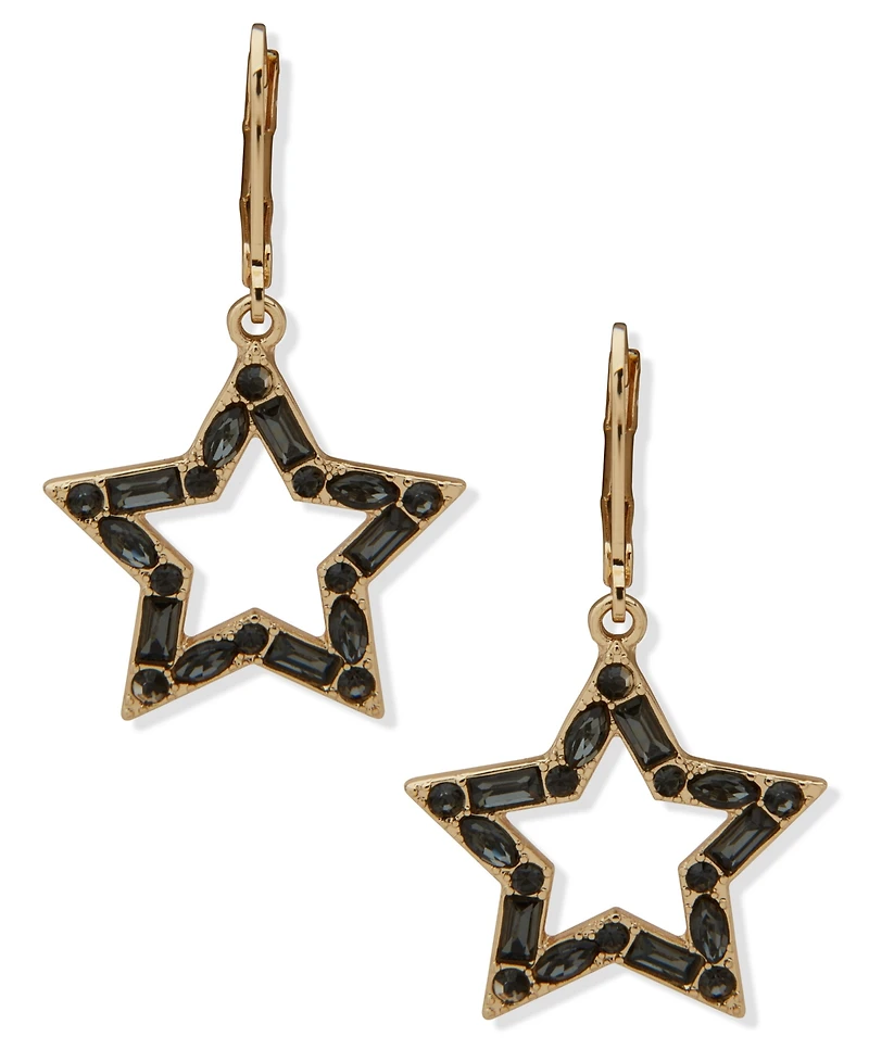Karl Lagerfeld Paris Glass Stone Gold-Tone Star Drop Earrings