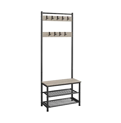 73” H Metal Hall Tree with Shoe Storage Bench Entryway Coat Rack