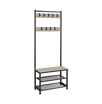 73” H Metal Hall Tree with Shoe Storage Bench Entryway Coat Rack