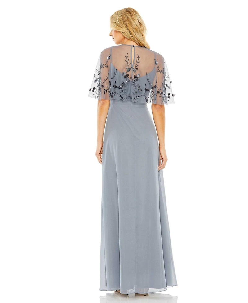 Mac Duggal Women's Sleeveless Gown With Embellished Cape