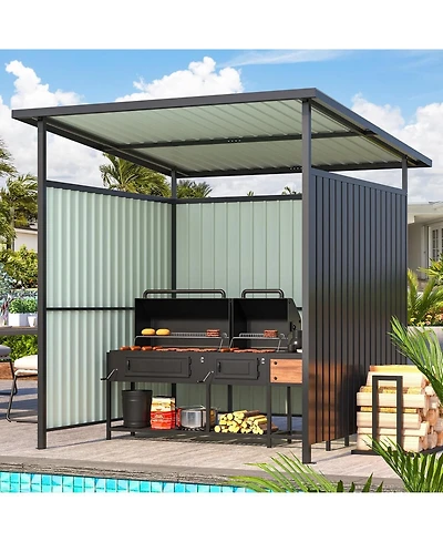 Aecojoy 6' x 6' Gazebo Outdoor Pergola for Patio, Small Lean to Hardtop Grill Gazebo