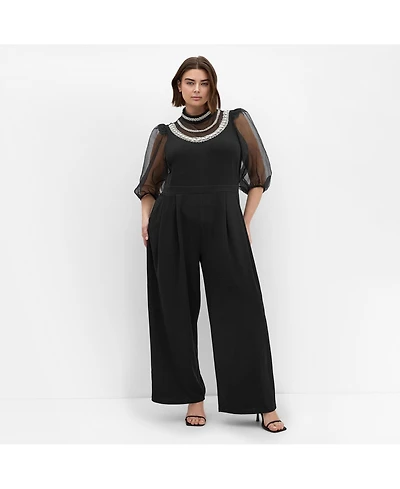 City Chic Women's Phoenix Sheer Sleeve Jumpsuit
