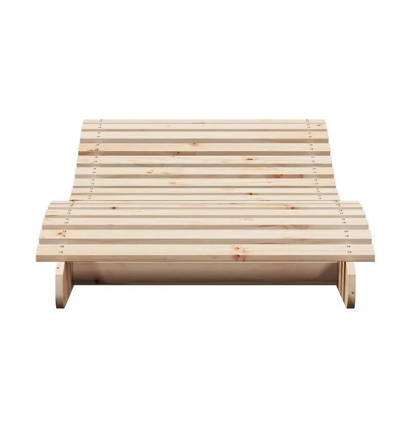 Sun Lounger Natural Pine Solid Pine Wood Large
