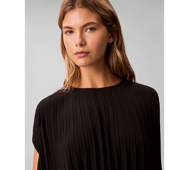 Calvin Klein Women's Pleated Short Sleeve Top