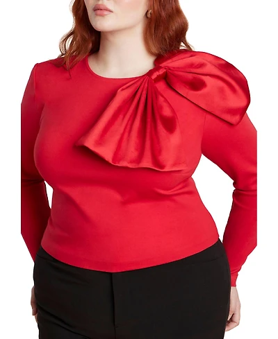 Eloquii Women's Strong Shoulder Top With Bow