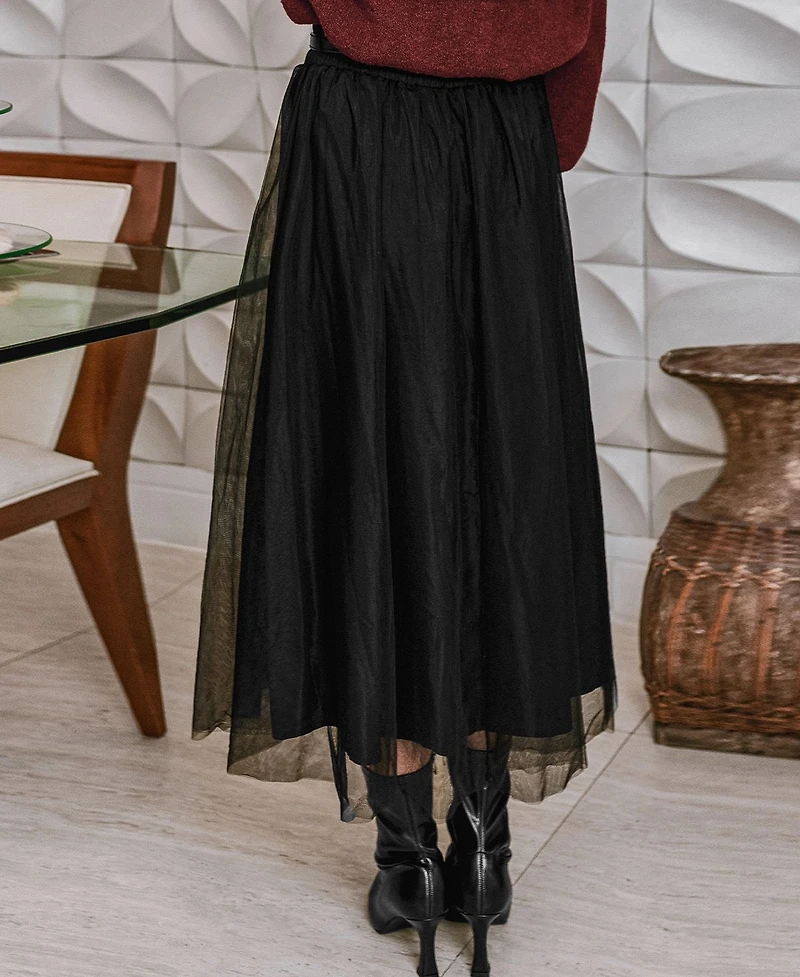 Cupshe Women's Starry Nights Black Midi Skirt