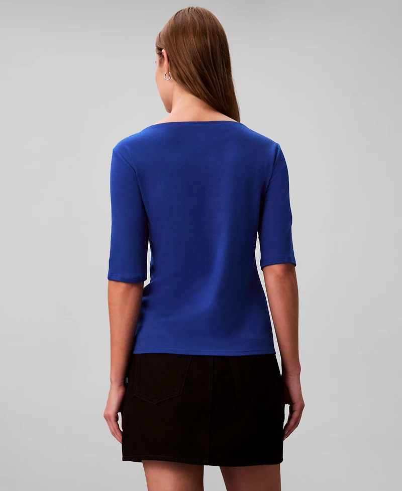 Calvin Klein Women's Half Sleeve Boat Neck T-Shirt