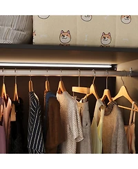6-Glass Doors Armoire，Metal Frame Wardwore with Led Lights, Hanging Rod,Bedroom Closet