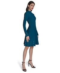 Vince Camuto Women's Embellished Mock Neck Dress