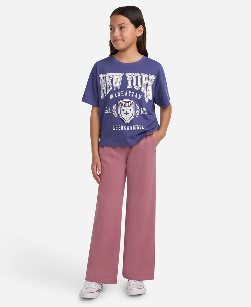abercrombie kids Girls Essential Fleece Wide-Leg Pants
