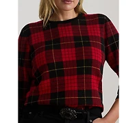 Lauren Ralph Plus Plaid Crew Neck Sweater