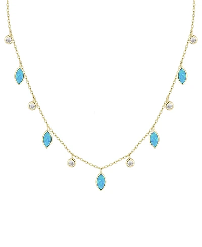 Drops of Spring Necklace with Lab-Grown Opal 14k Gold Plated Sterling Silver