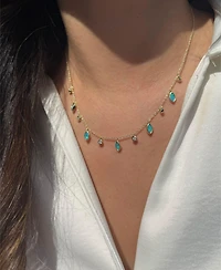 Drops of Spring Necklace with Lab-Grown Opal 14k Gold Plated Sterling Silver