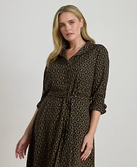Lauren Ralph Lauren Plus Size Chain-Print Crepe Shirt-Dress
