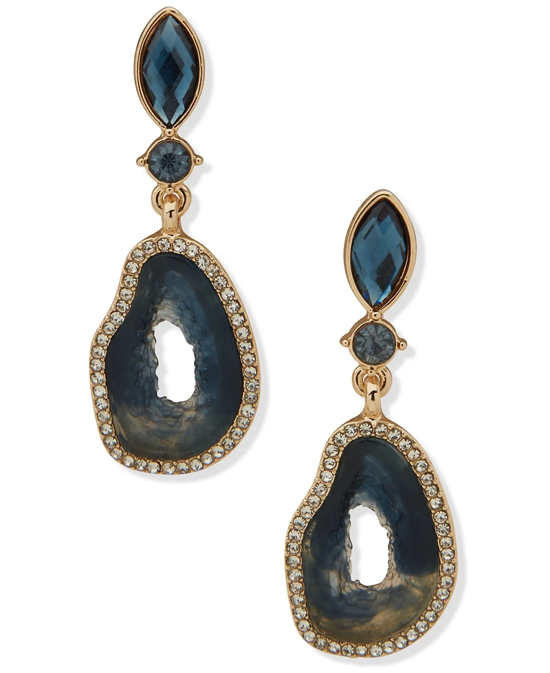 lonna & lilly Glass and Recon Stone Gold-Tone Post Drop Earrings