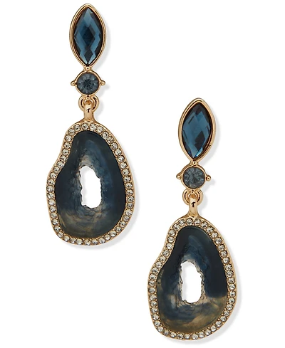 lonna & lilly Glass and Recon Stone Gold-Tone Post Drop Earrings