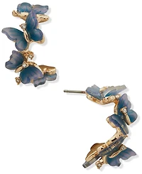 lonna & lilly Glass Stone Gold-Tone Butterfly Hoop Earrings