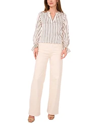 Vince Camuto Women's Split Neck Long Sleeves Top with Smocked Cuff