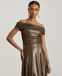 Lauren Ralph Women's Metallic Off-The-Shoulder Cocktail Dress