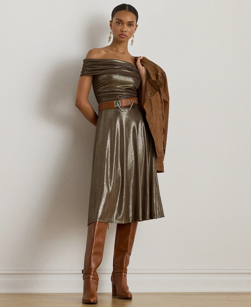 Lauren Ralph Women's Metallic Off-The-Shoulder Cocktail Dress