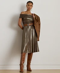 Lauren Ralph Women's Metallic Off-The-Shoulder Cocktail Dress