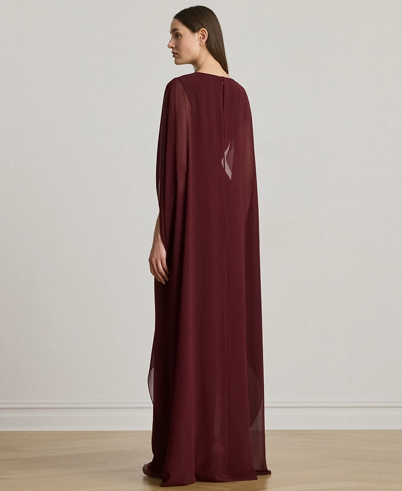 Lauren Ralph Women's Crew Neck Cape Gown