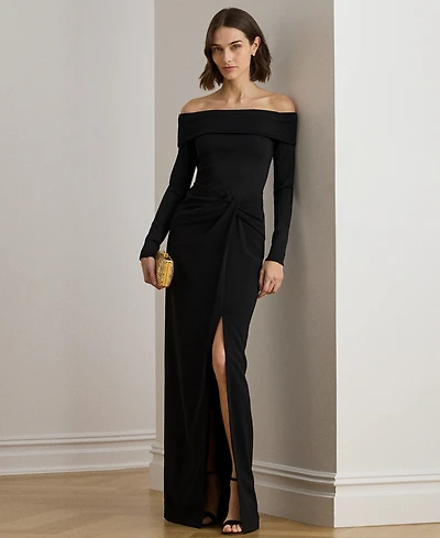 Lauren Ralph Women's Rib-Knit Off-The-Shoulder Gown