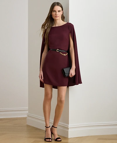 Lauren Ralph Women's Caped Crew Neck Cocktail Dress