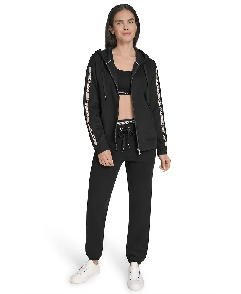 Calvin Klein Women's Fleece Logo Tape Hoodie Jacket