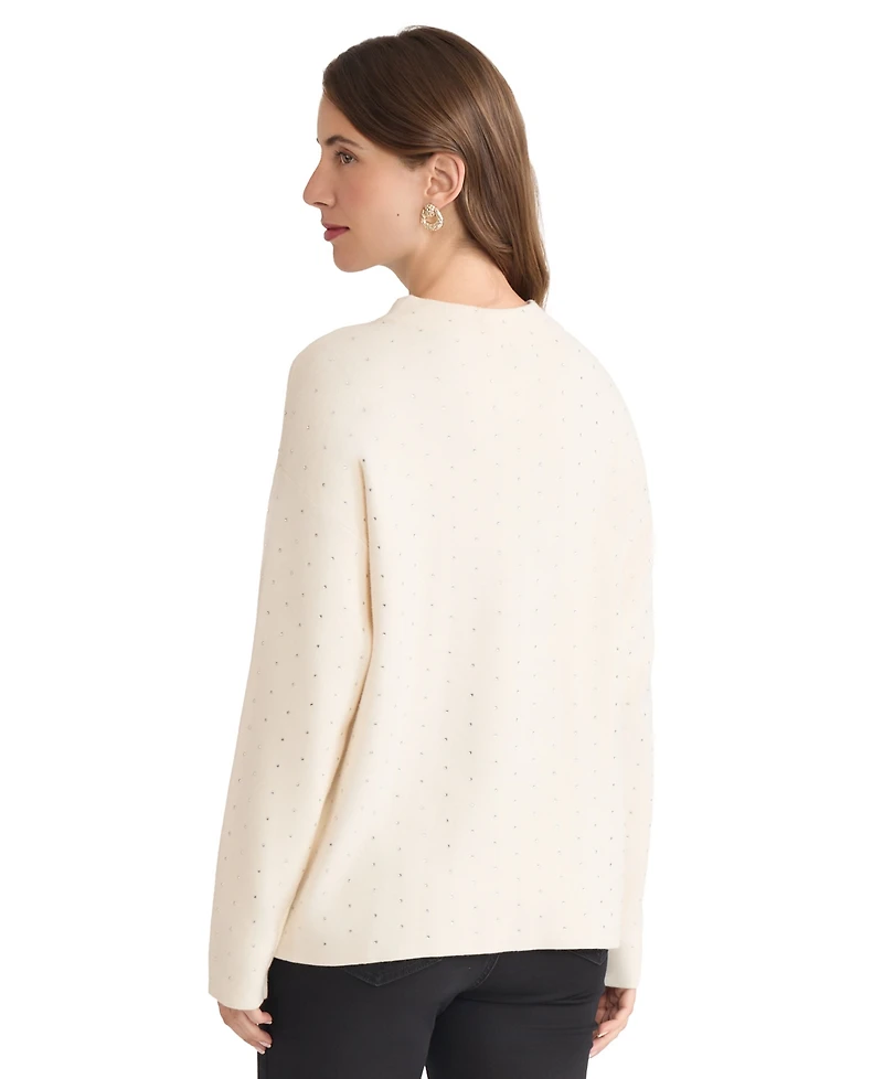 Jones New York Women's Funnel Mock Neck Heatset Sweater