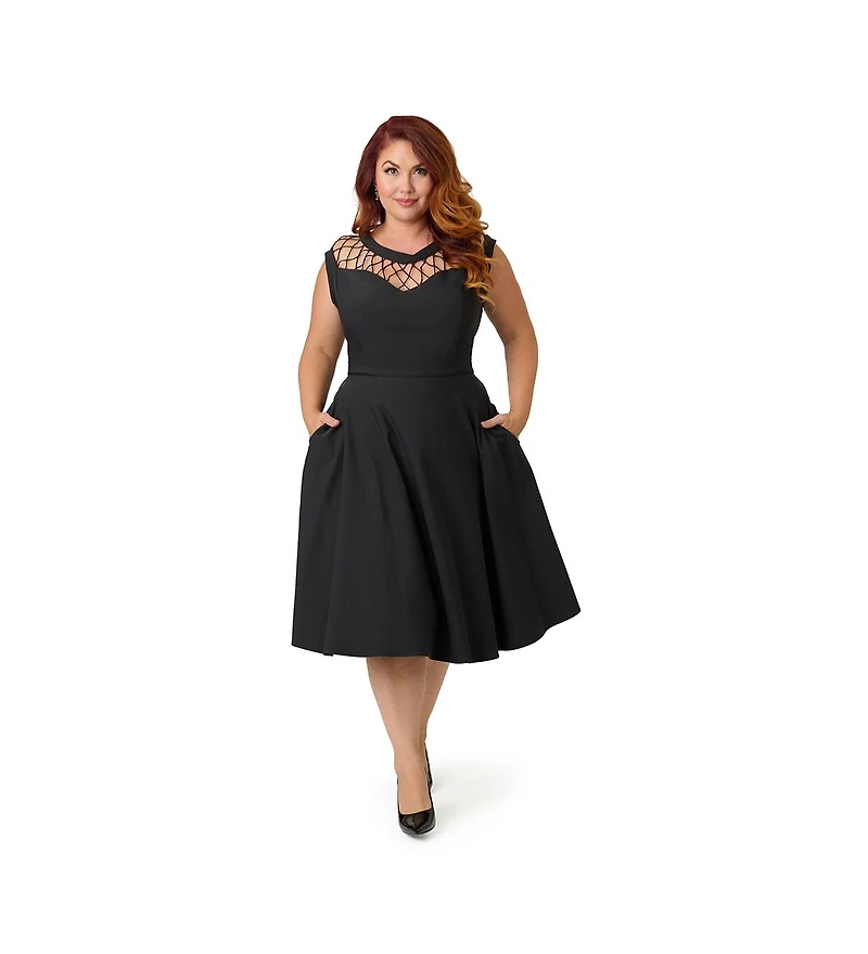 Unique Vintage Plus Diamond Cutout Swing Dress