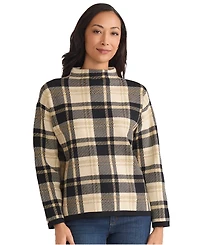 Jones New York Women's Plaid Mock Neck Sweater