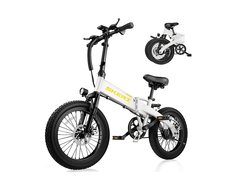 Mikolo Folding Electric Bike for Adults, 55 Miles & 25MPH, 500W Peak Motor, 48V 10Ah Removable Battery, Fat Tire EBike with Smart Lcd Display