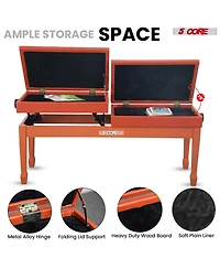 5 Core Duet Piano Bench 3.5 Inch Padded Cushioned Stool Wooden Heavy Duty Musician Chair w Storage